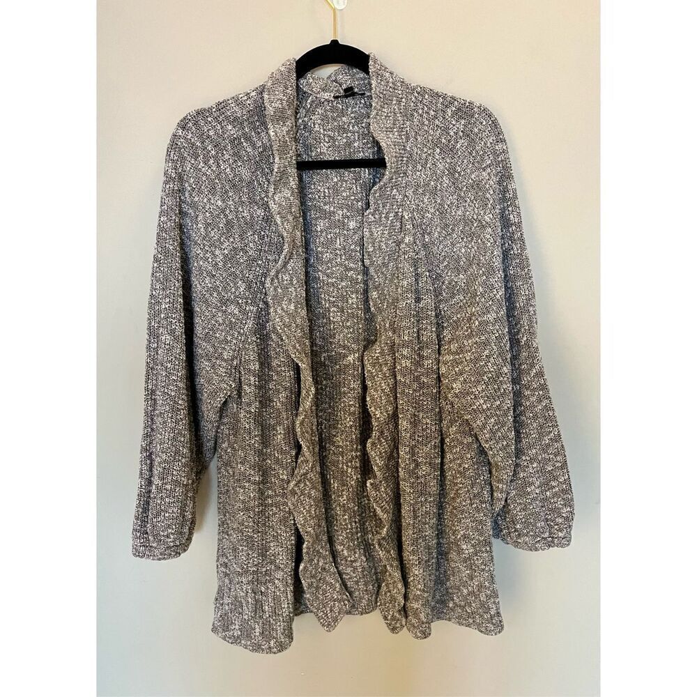 Express size small gray knit ruffle cardigan